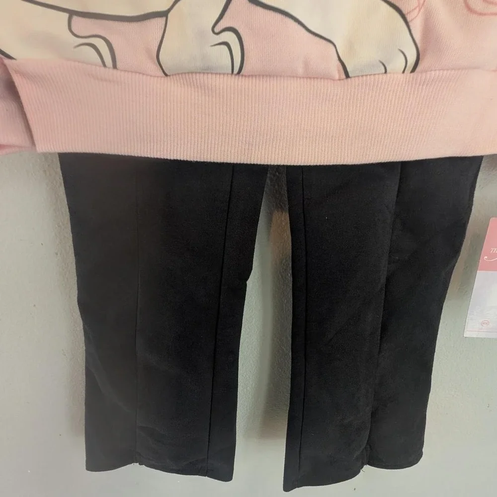 Disney Classics Girls Sz 5 Marie Aristocat Pink Sweatshirt Black Leggings Set